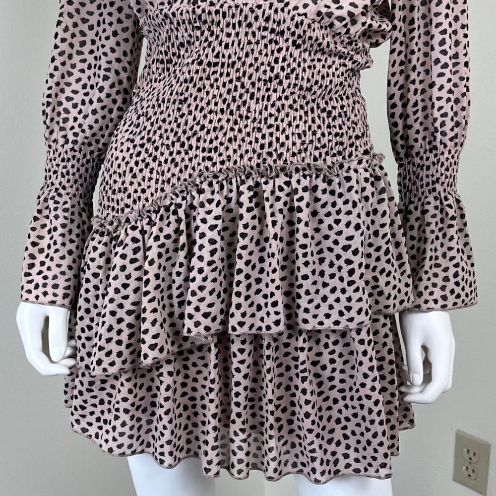 Hello Molly Don't Take It Personal Size S Smock Ruffle Tier Animal Mini Dress - Picture 4 of 17